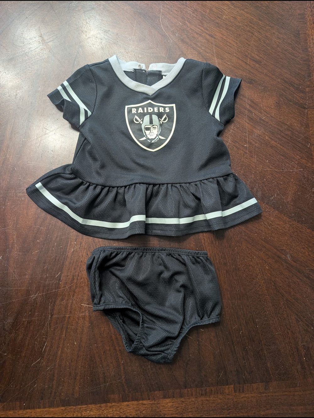 NFL Raiders Toddler Peplum Top and Bloomers Set - Black & Silver